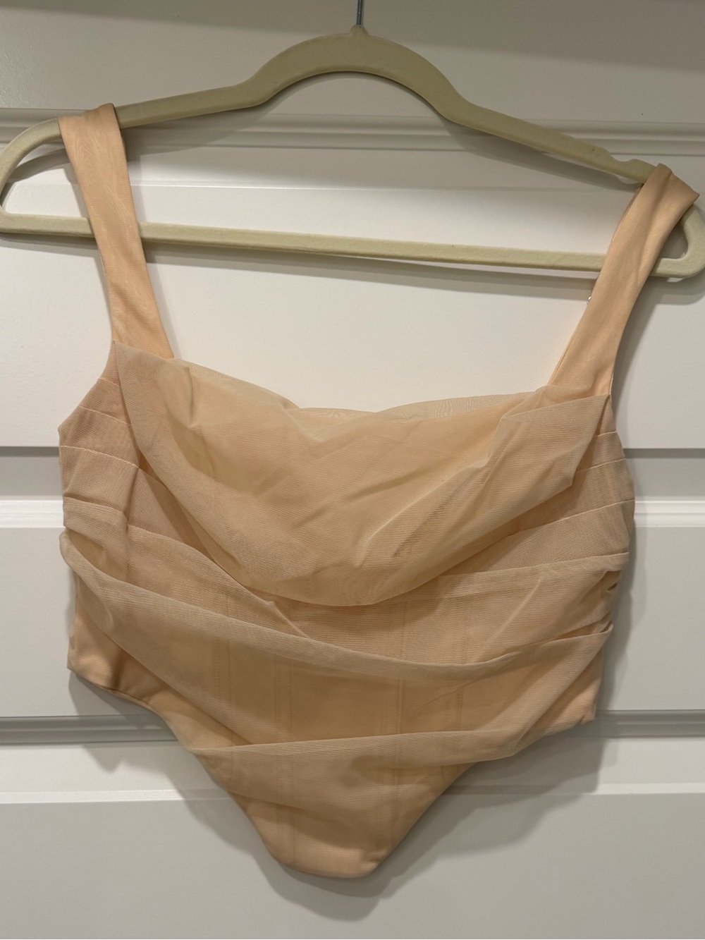 Oh Polly Women's Nude Mesh Crop Corset Top NWOT